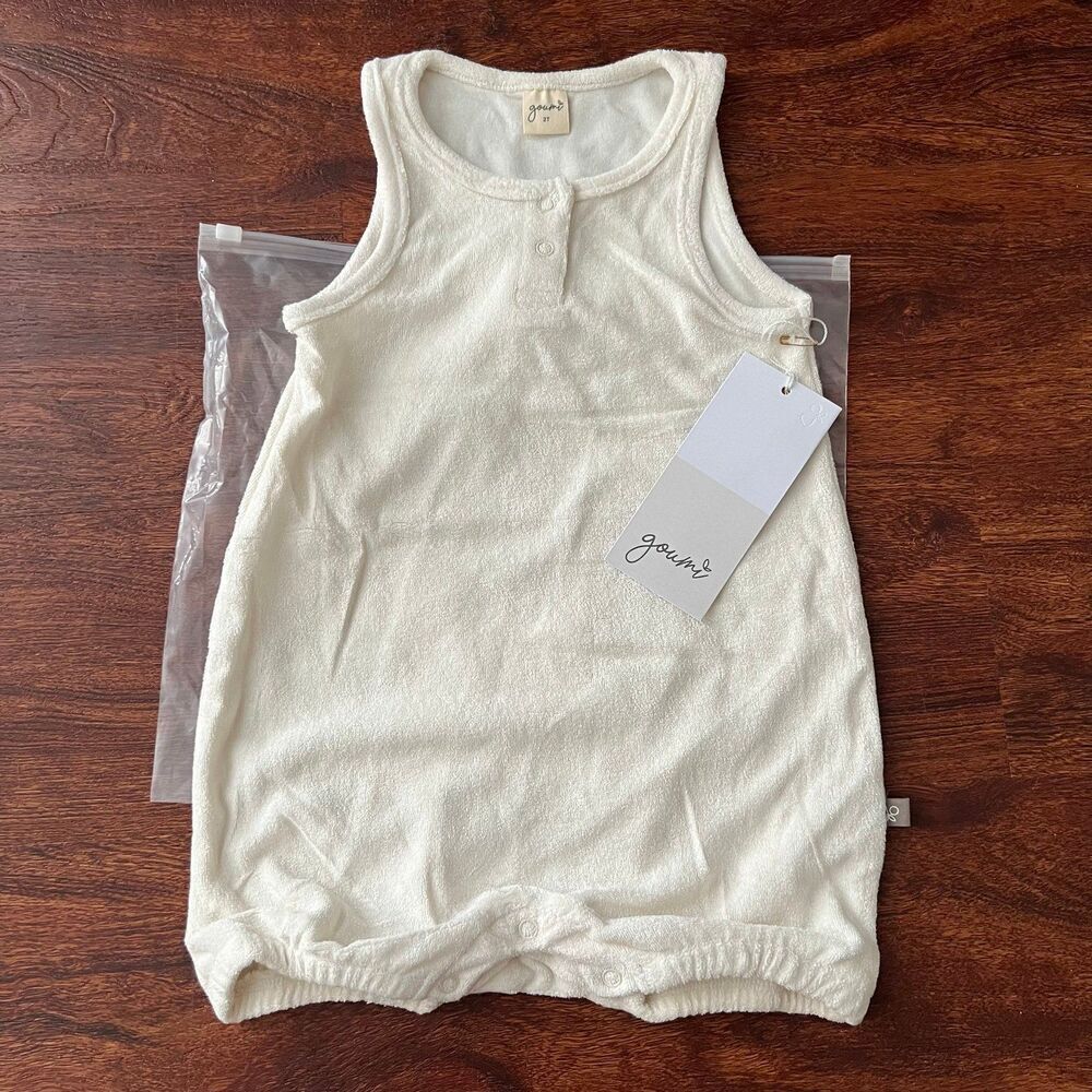 NWT Goumi Kids Cloud Terry Romper SZ 2T Toddler White One Piece Summer